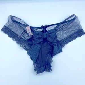 Victoria Secret Glitter Bow Panty Black L
